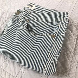 MADEWELL blue white striped ankle zipper skinny 28